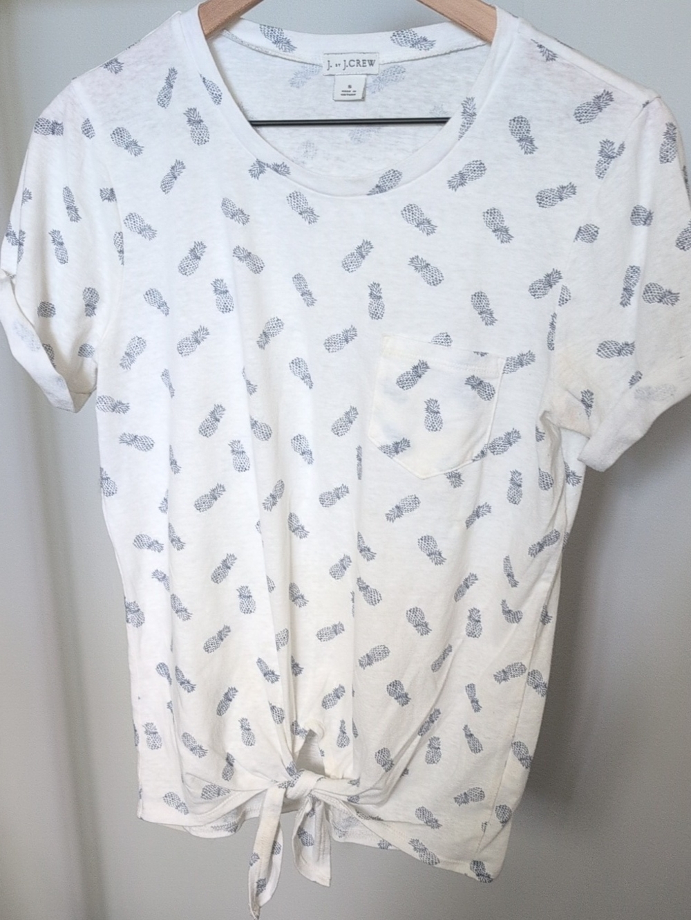 J. By J. Crew Pineapple Print Tie Front T-shirt